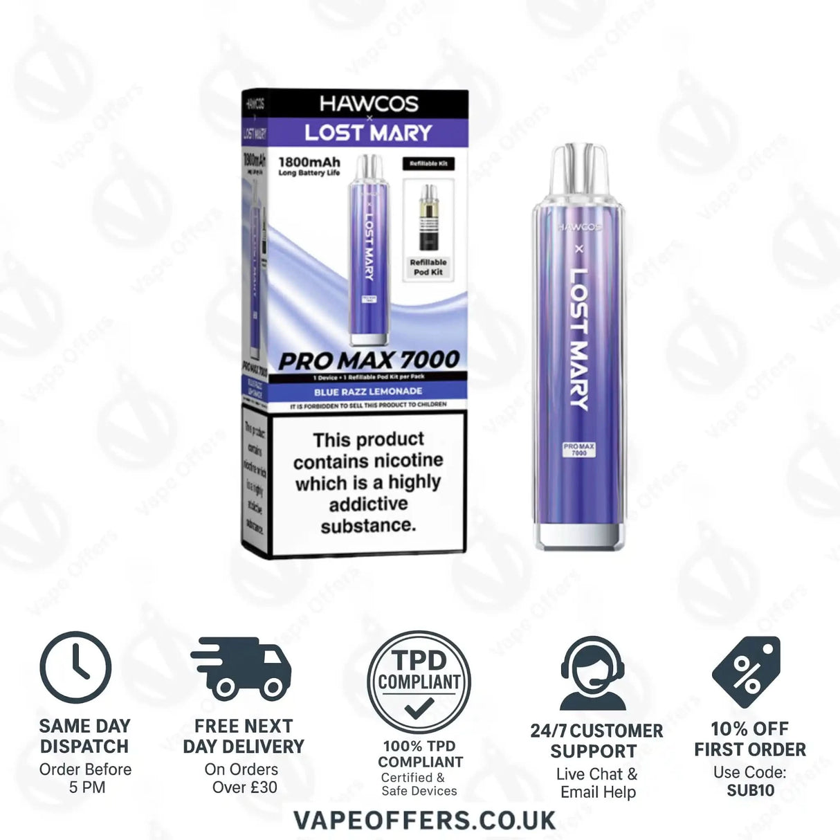 Hawcos X Lost Mary Pro Max 7000 Vape Kit Blue Razz Lemonade