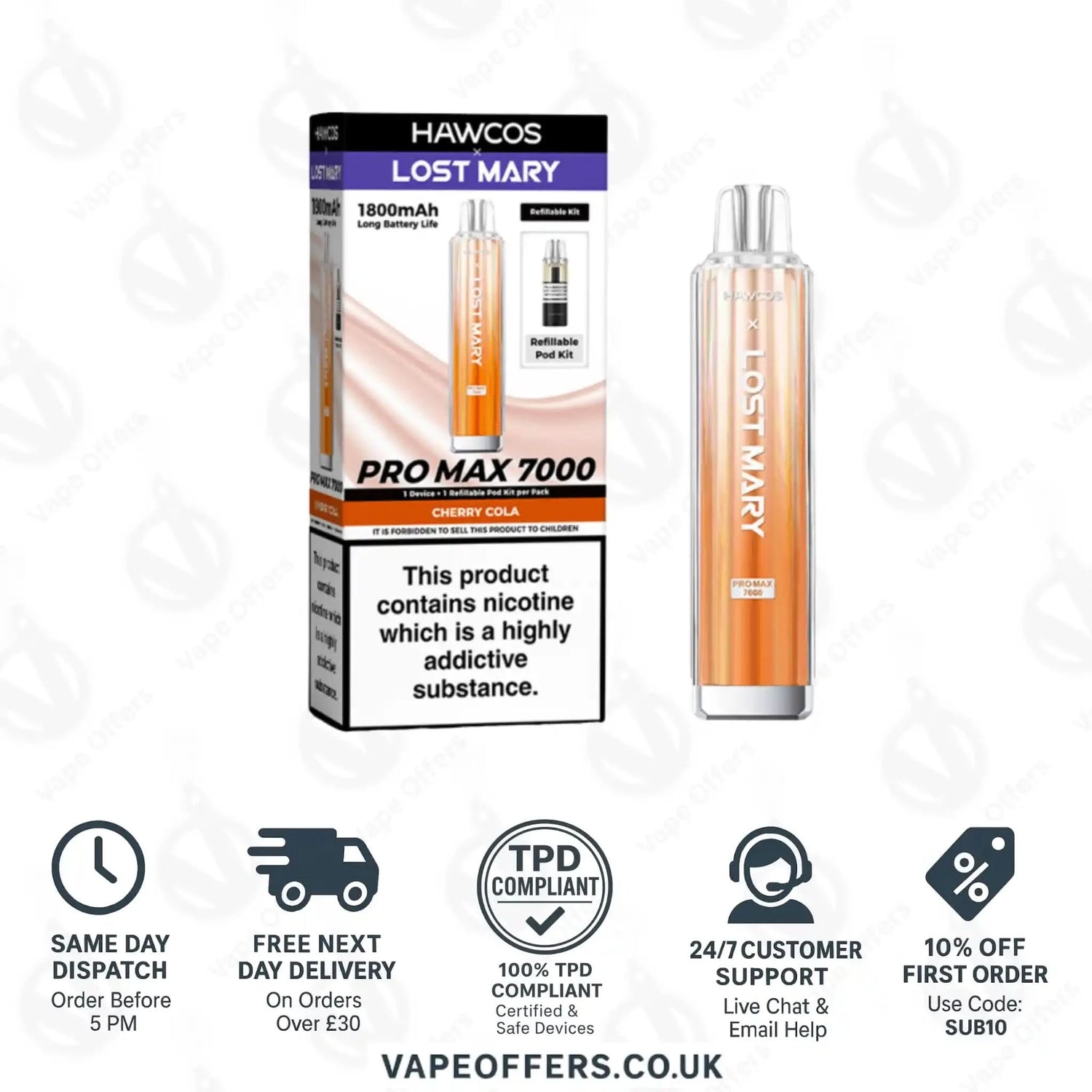 Hawcos X Lost Mary Pro Max 7000 Vape Kit Cherry Cola
