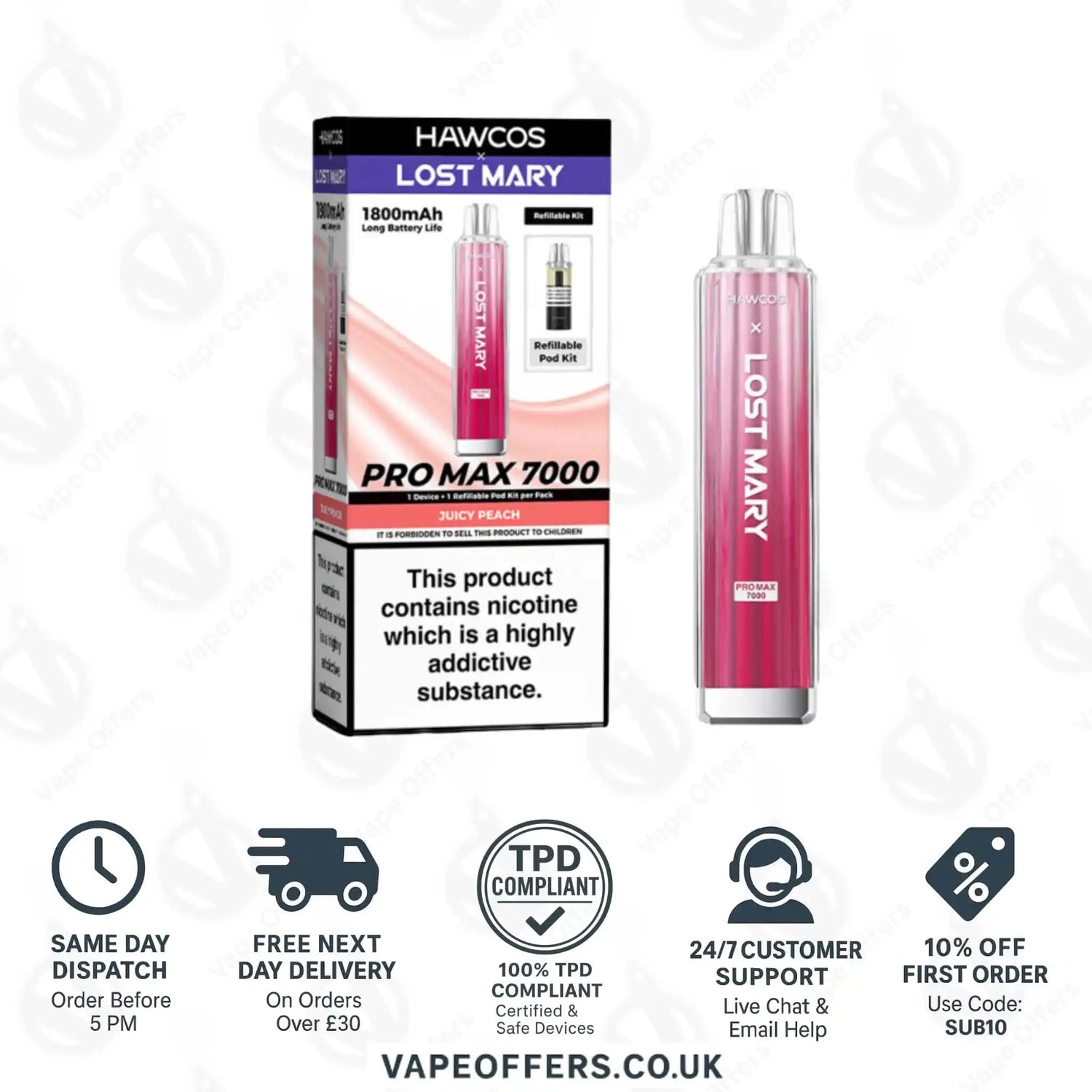 Hawcos X Lost Mary Pro Max 7000 Vape Kit Kiwi Passion Fruit Guava