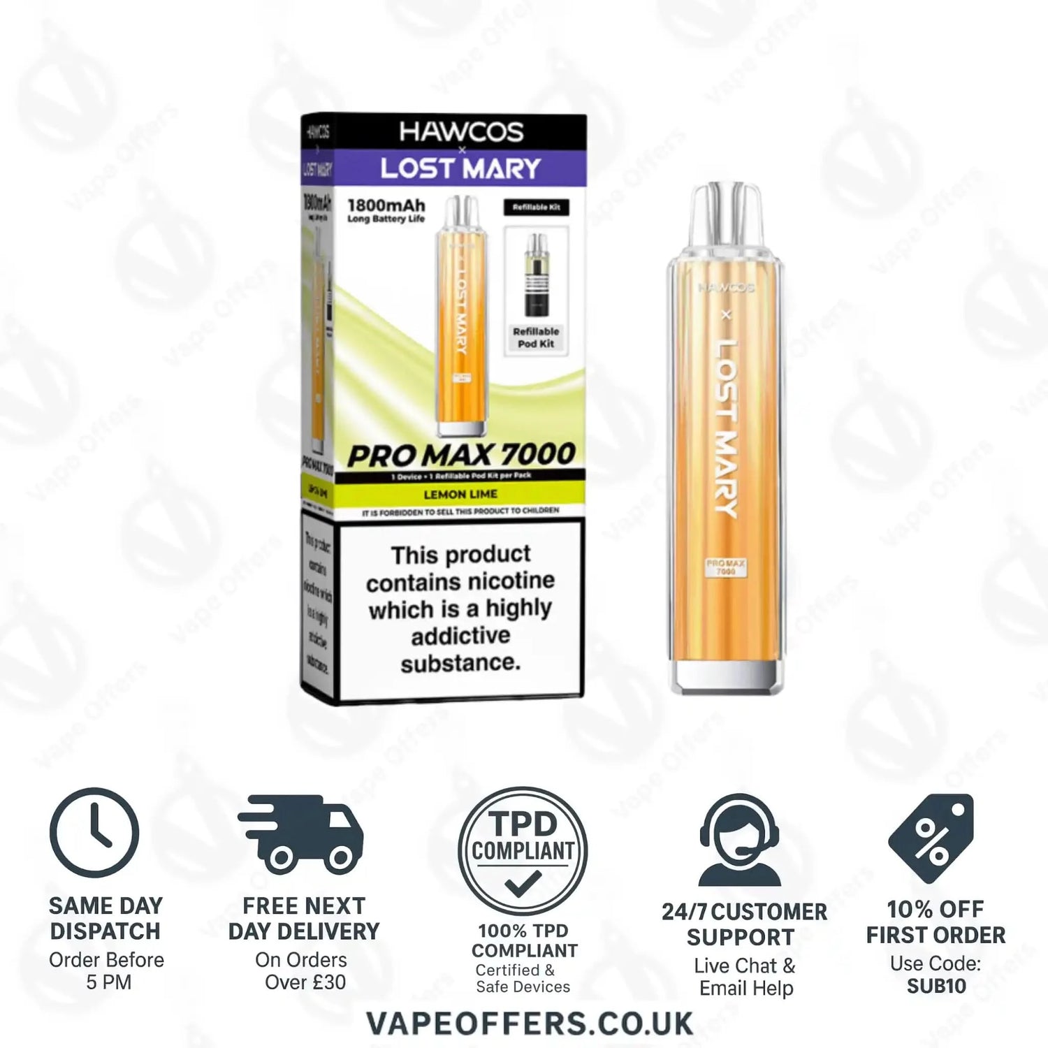 Hawcos X Lost Mary Pro Max 7000 Vape Kit Lemon Lime