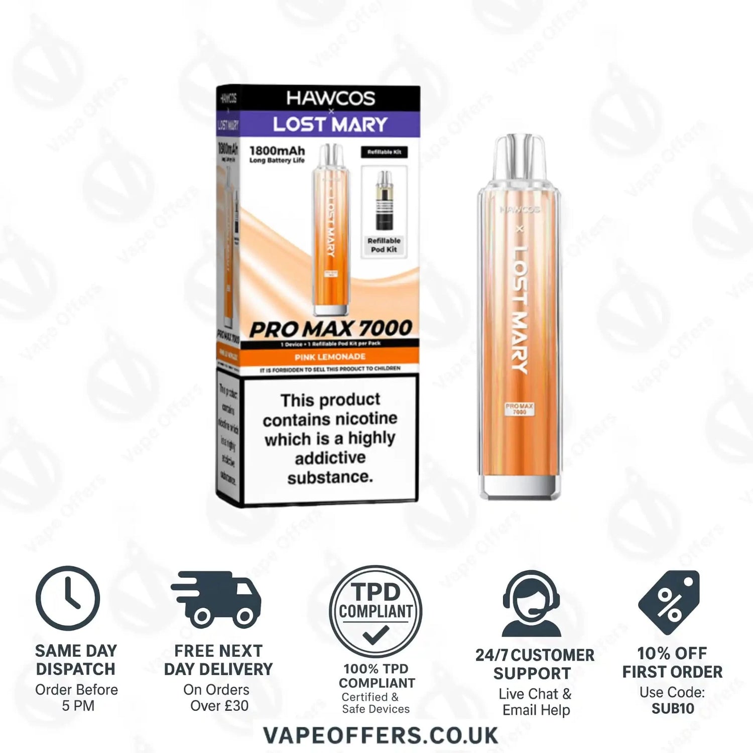 Hawcos X Lost Mary Pro Max 7000 Vape Kit Pink Lemonade