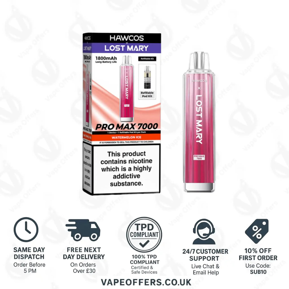 Hawcos X Lost Mary Pro Max 7000 Vape Kit Watermelon Ice