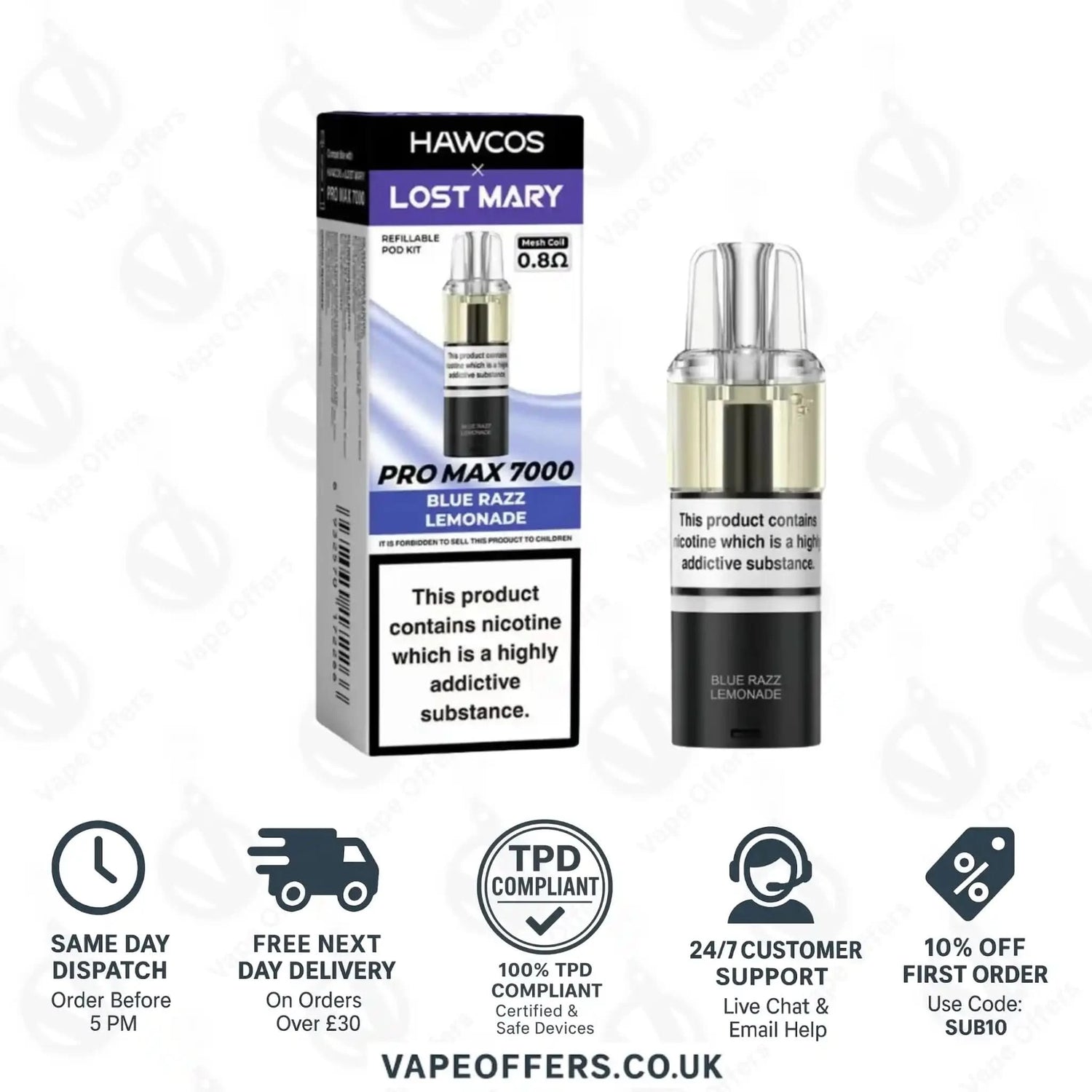 Hawcos X Lost Mary Pro Max 7000 Vape Pod Blue Razz Lemonade