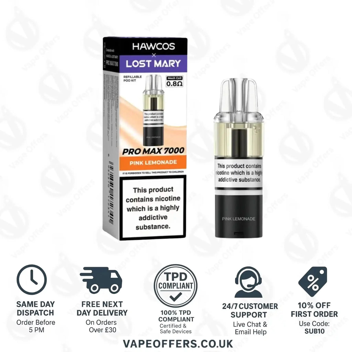 Hawcos X Lost Mary Pro Max 7000 Vape Pod Pink Lemonade