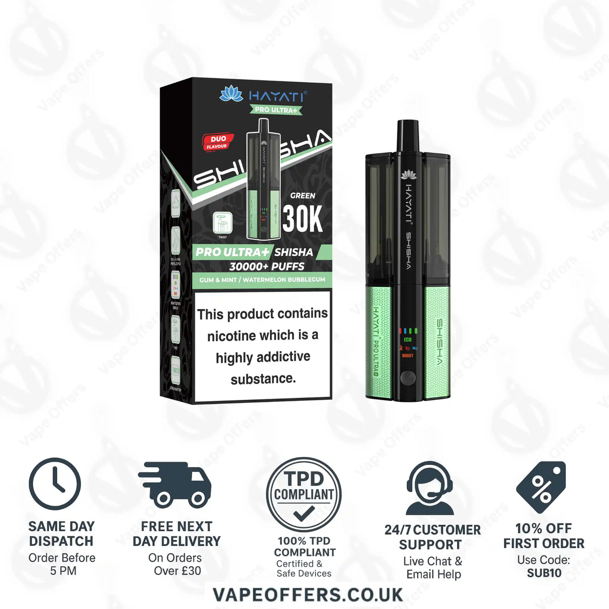 Hayati Pro Ultra Plus Shisha 30K Journey Sweet and Lucid Dream Prefilled Pod Kit