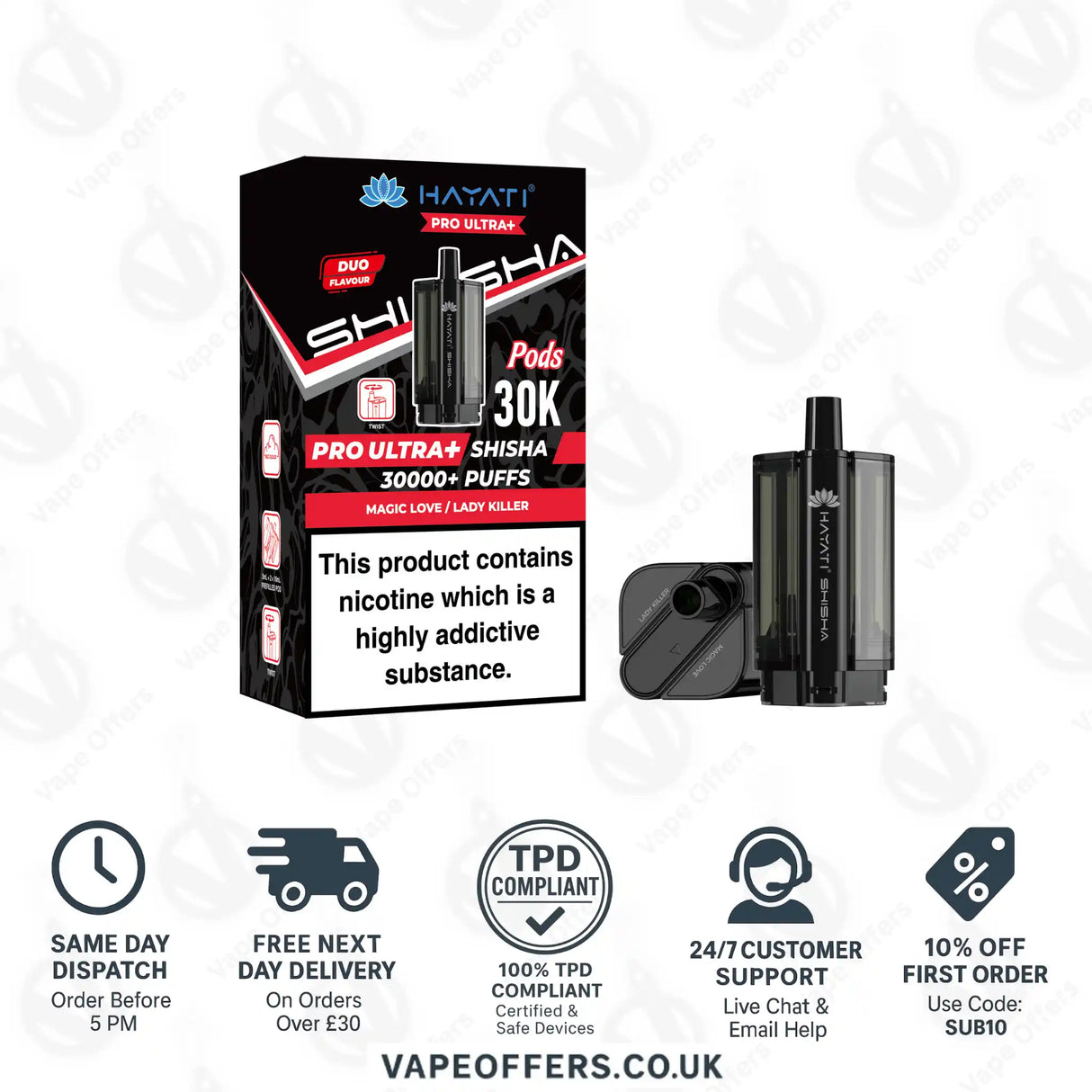 Hayati Pro Ultra Plus Shisha 30K Magic Love Lady Killer Prefilled Pod