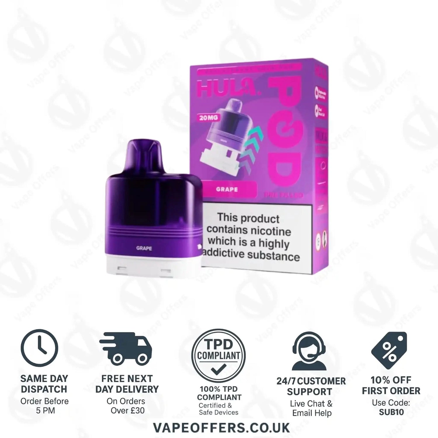 Hula 7000 Big Puff Prefilled Pod Grape