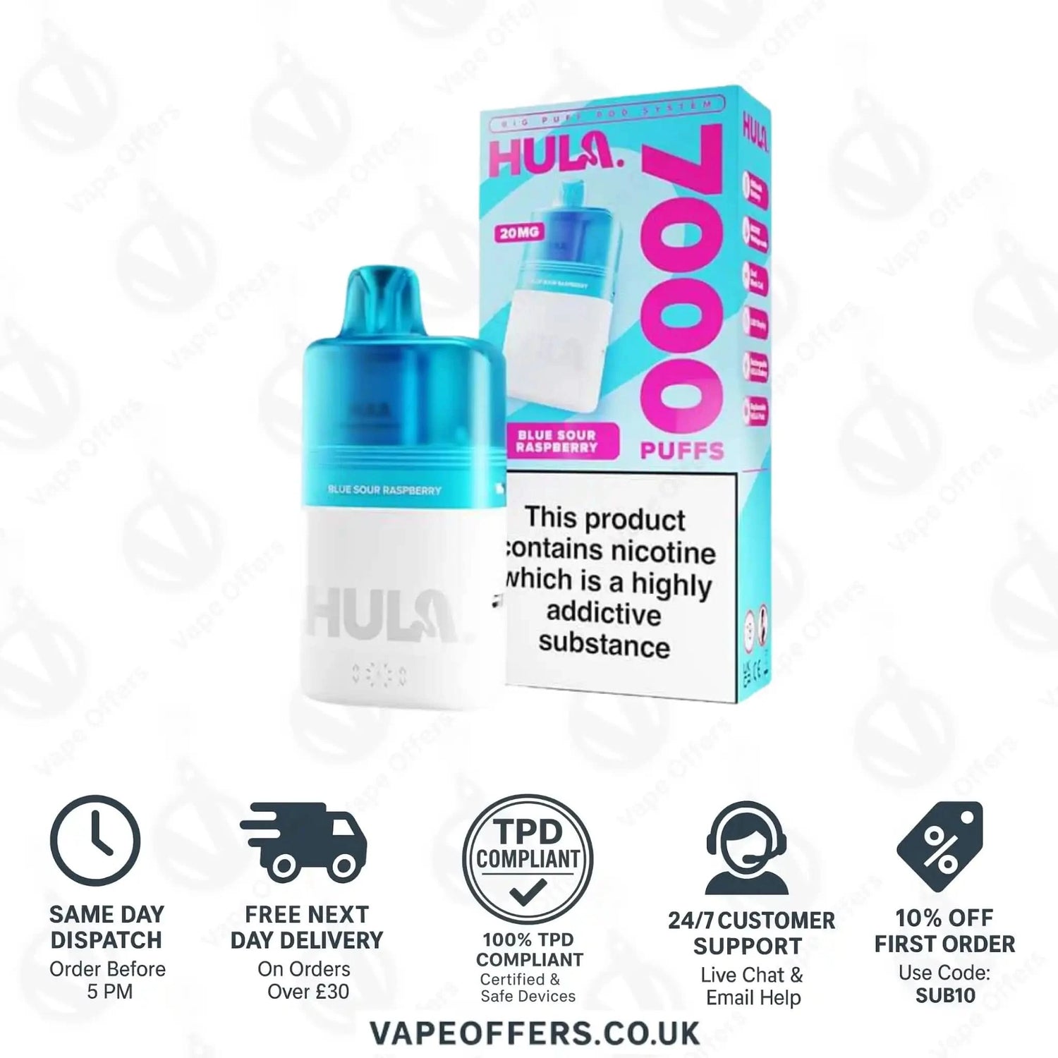 Hula 7000 Big Puff Prefilled Pod Kit Blue Sour Raspberry