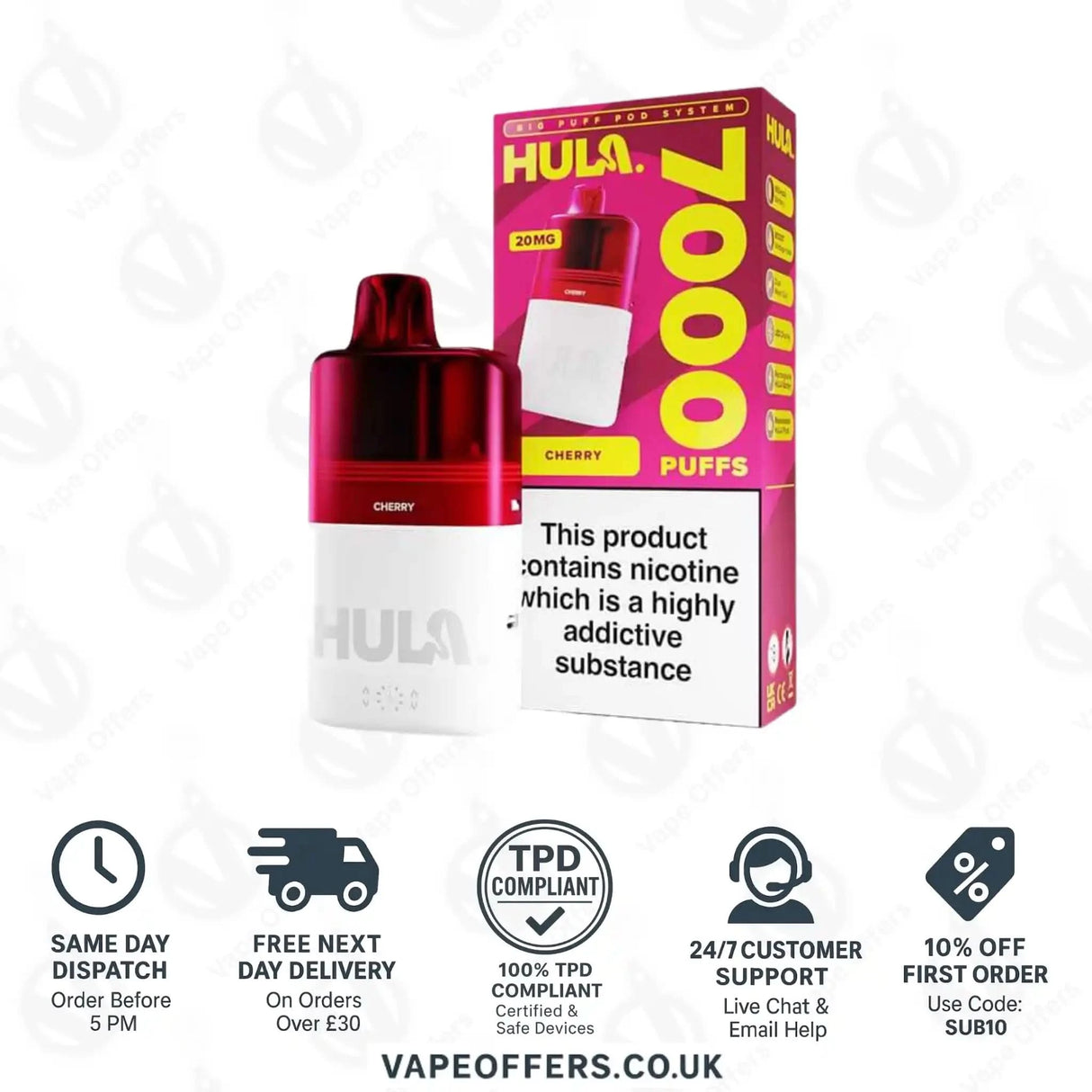 Hula 7000 Big Puff Prefilled Pod Kit Cherry