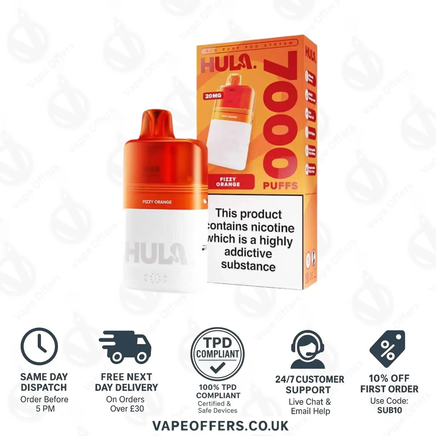 Hula 7000 Big Puff Prefilled Pod Kit Fizzy Orange