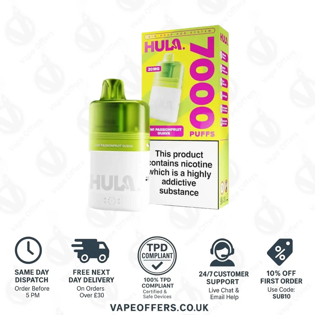 Hula 7000 Big Puff Prefilled Pod Kit Kiwi Passion Fruit Guava