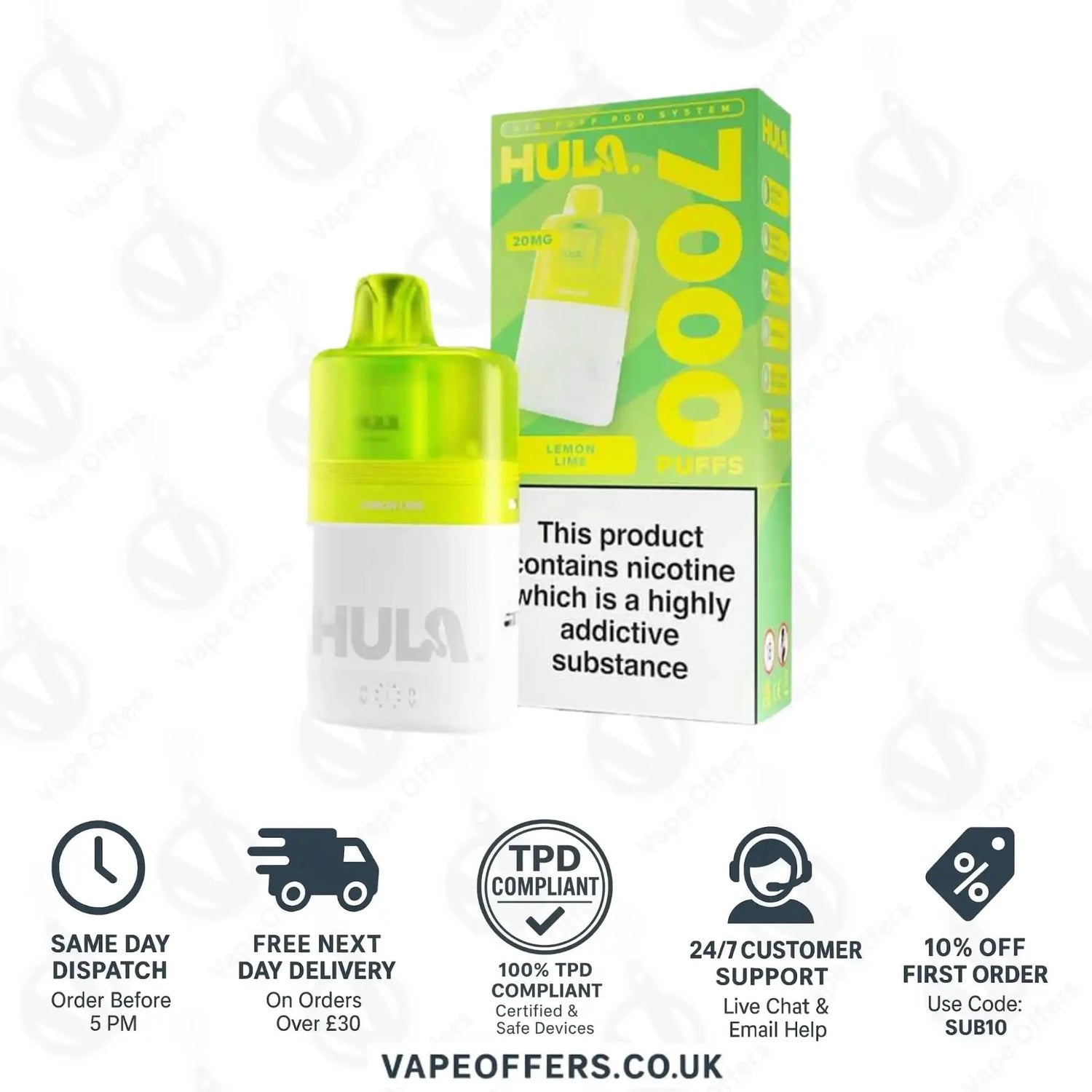 Hula 7000 Big Puff Prefilled Pod Kit Lemon Lime