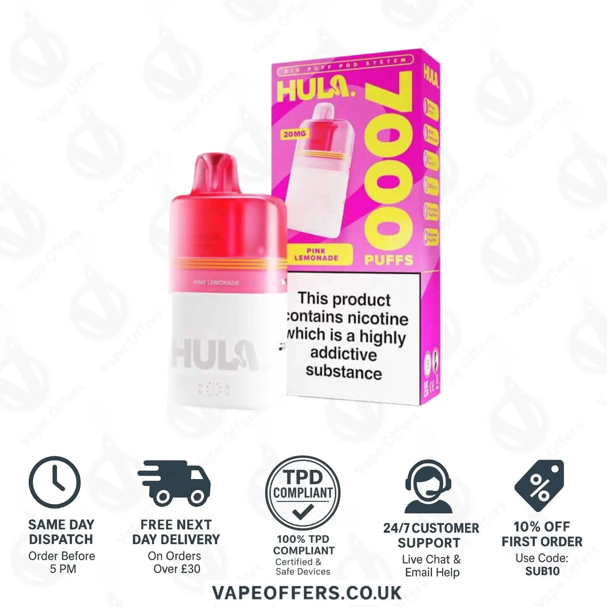 Hula 7000 Big Puff Prefilled Pod Kit Pink Lemonade