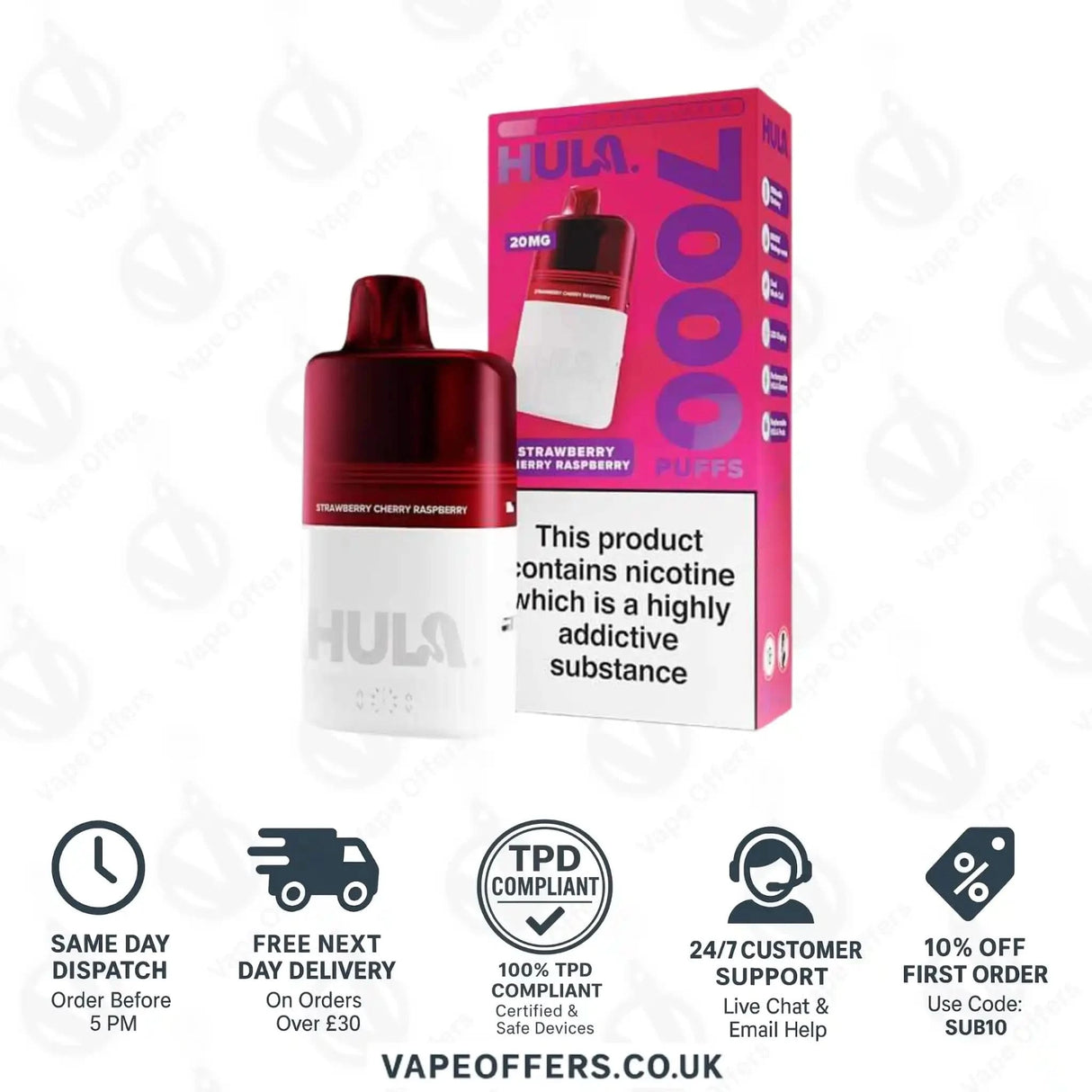Hula 7000 Big Puff Prefilled Pod Kit Straw Cherry Raspberry
