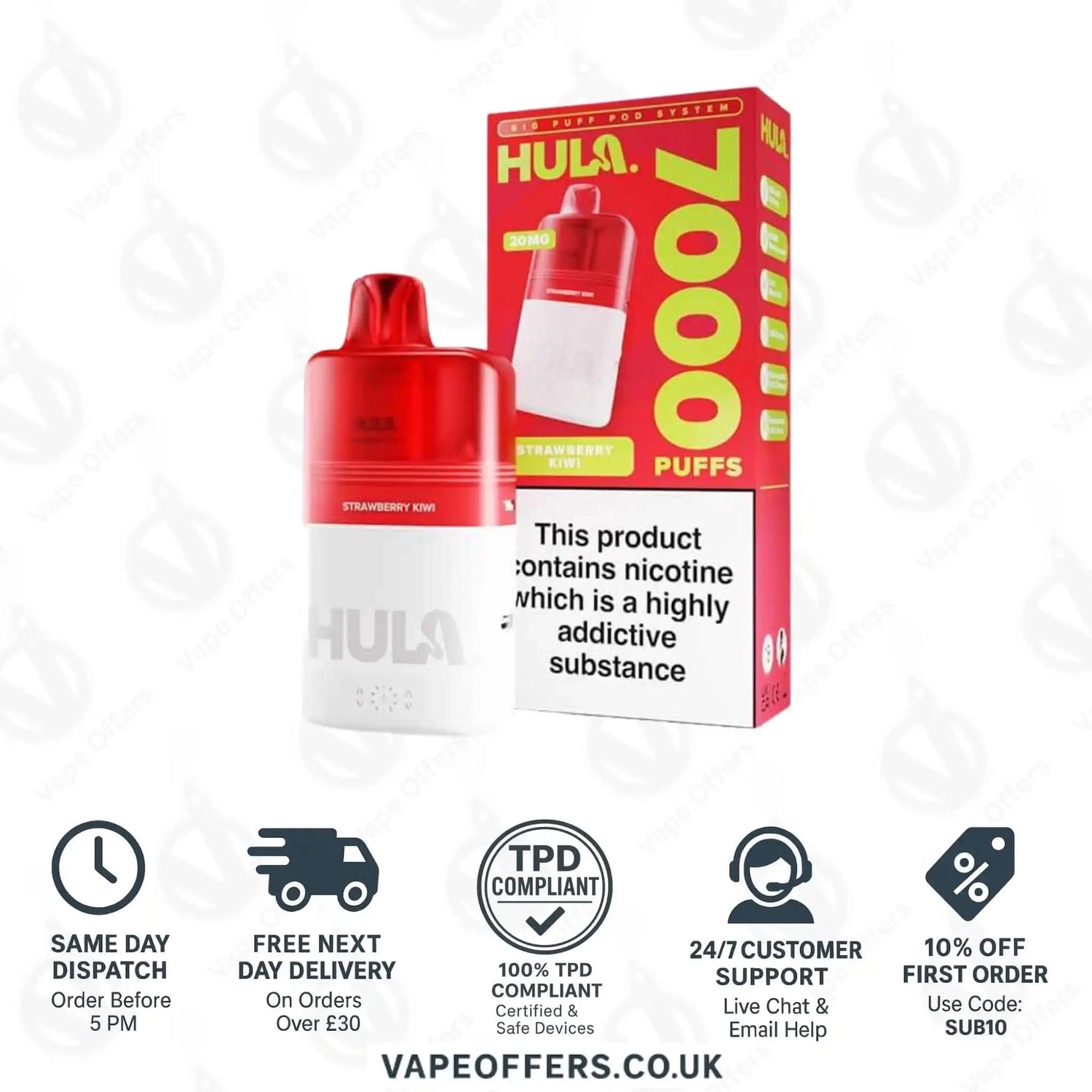 Hula 7000 Big Puff Prefilled Pod Kit Strawberry Kiwi