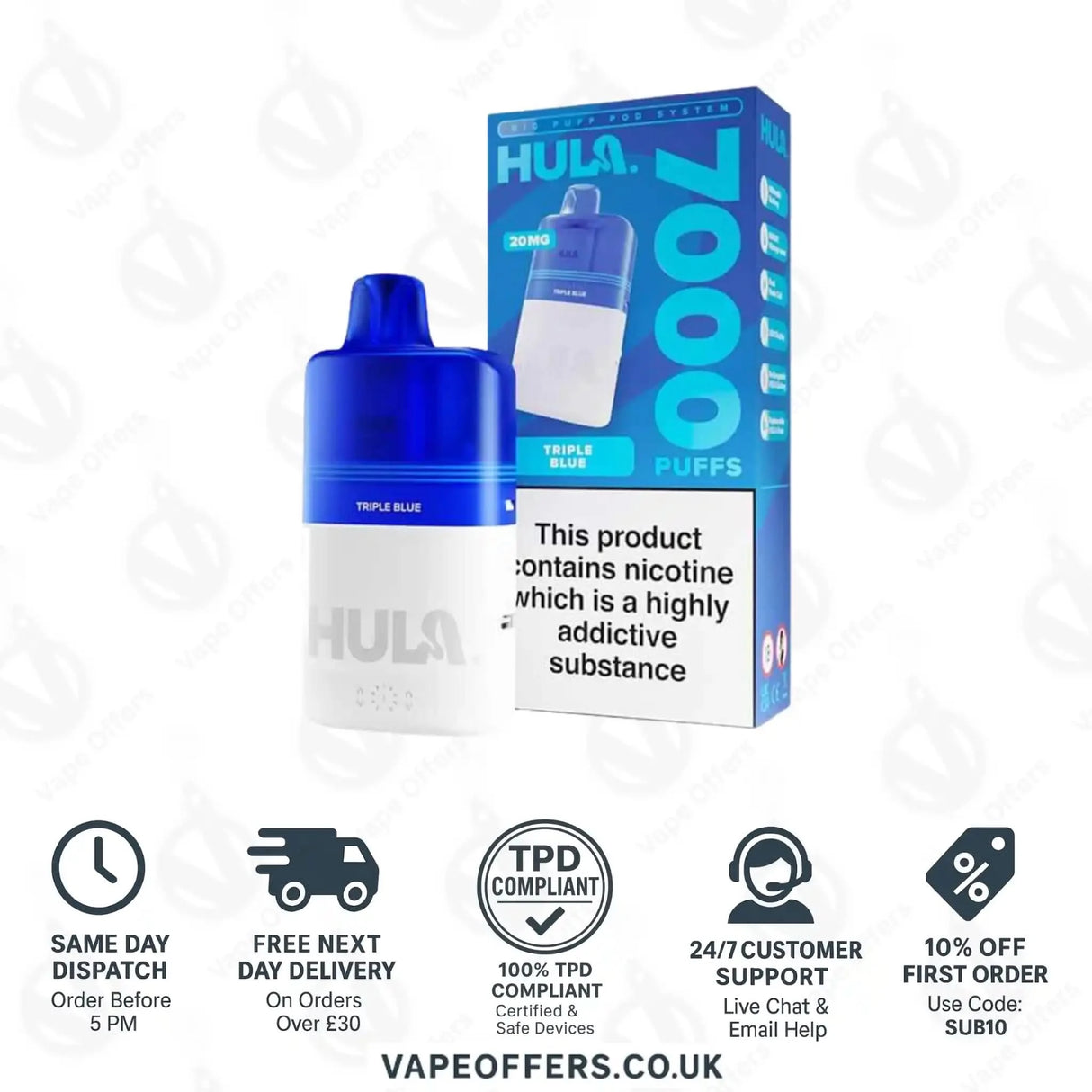 Hula 7000 Big Puff Prefilled Pod Kit Triple Blue