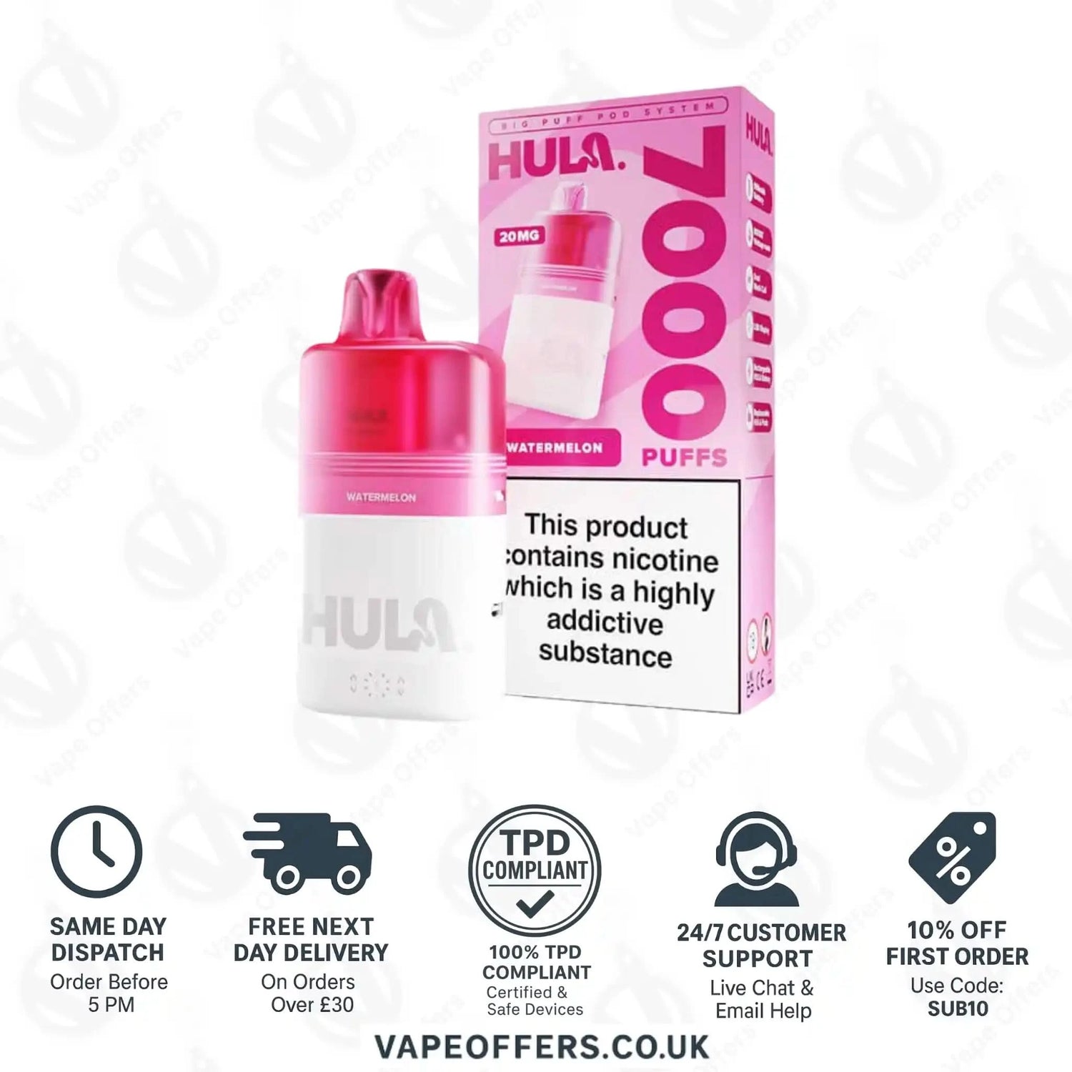 Hula 7000 Big Puff Prefilled Pod Kit Watermelon