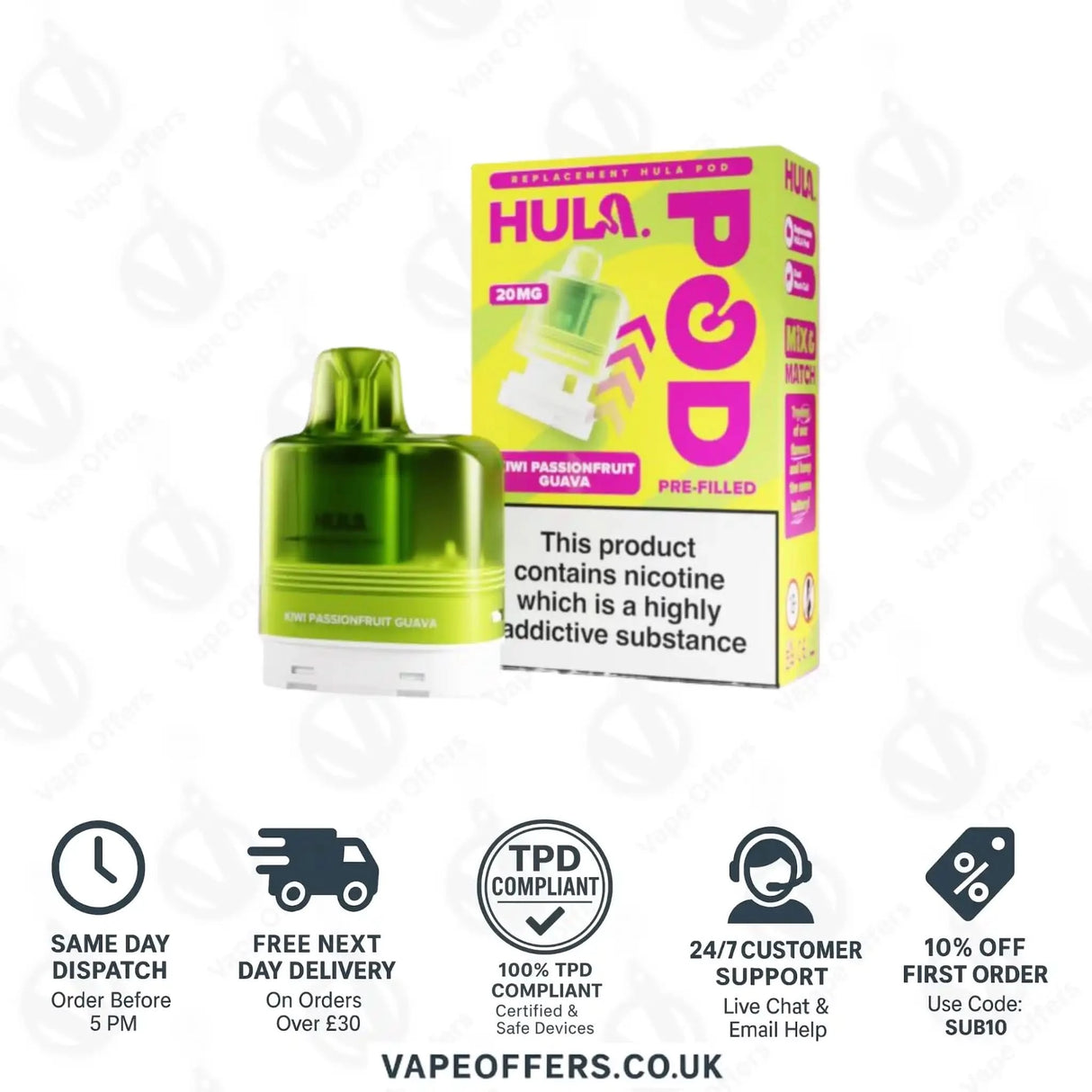 Hula 7000 Big Puff Prefilled Pod Kiwi Passion Fruit Guava
