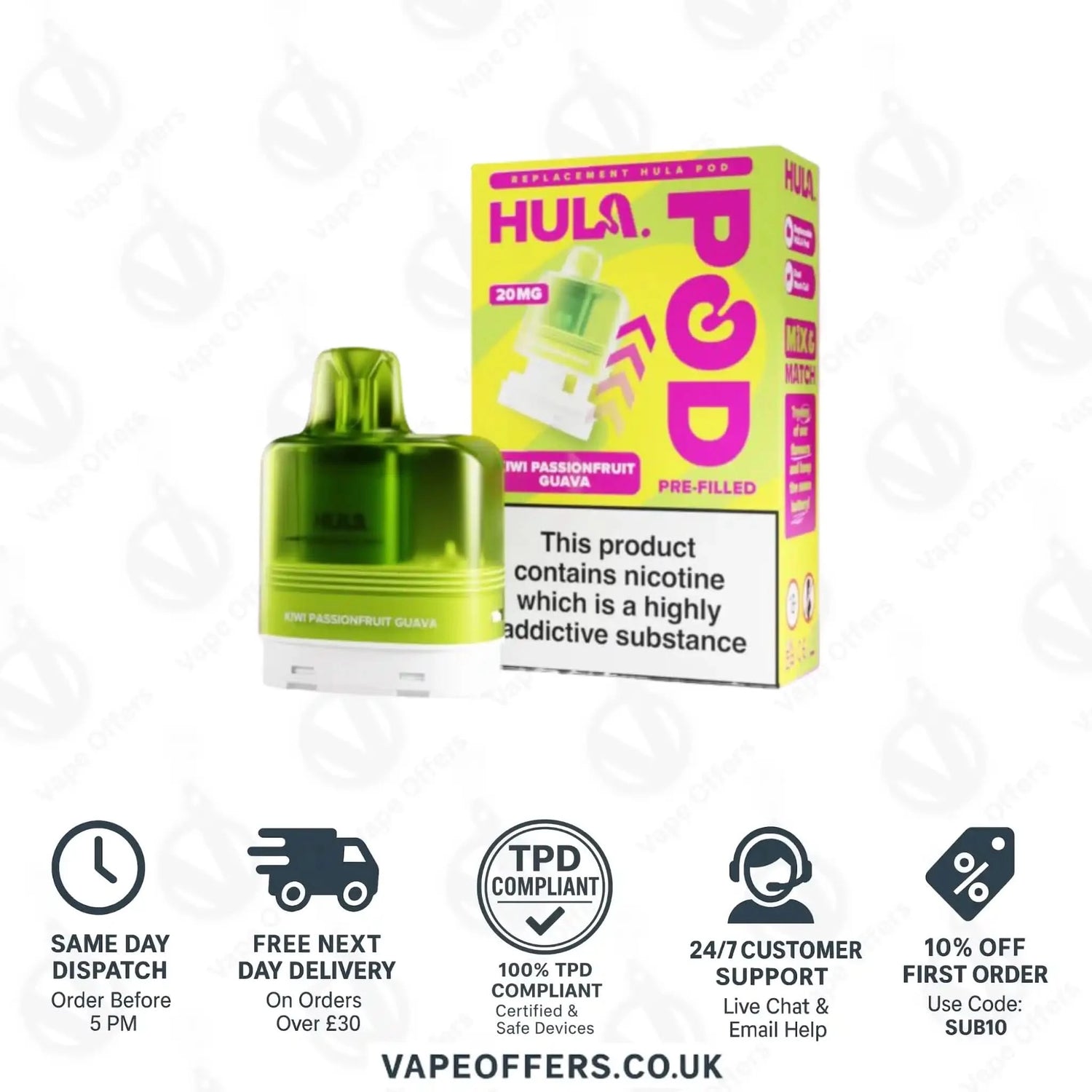 Hula 7000 Big Puff Prefilled Pod Kiwi Passion Fruit Guava
