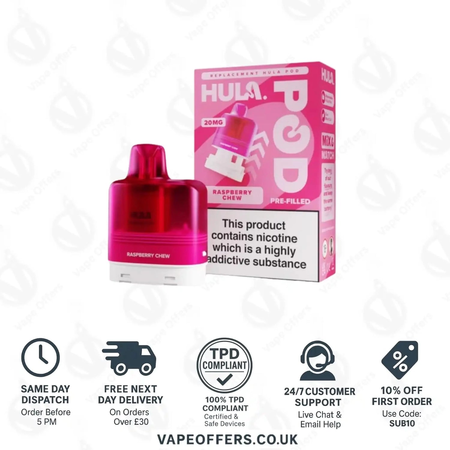 Hula 7000 Big Puff Prefilled Pod Raspberry Chew