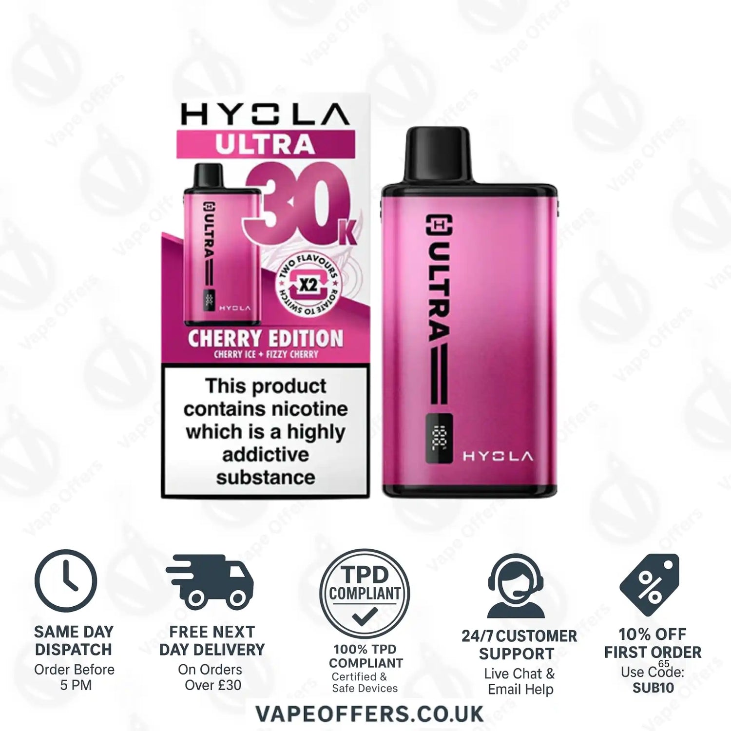 Hyola Ultra 30K Puffs Prefilled Pod Vape Kit Cherry Edition