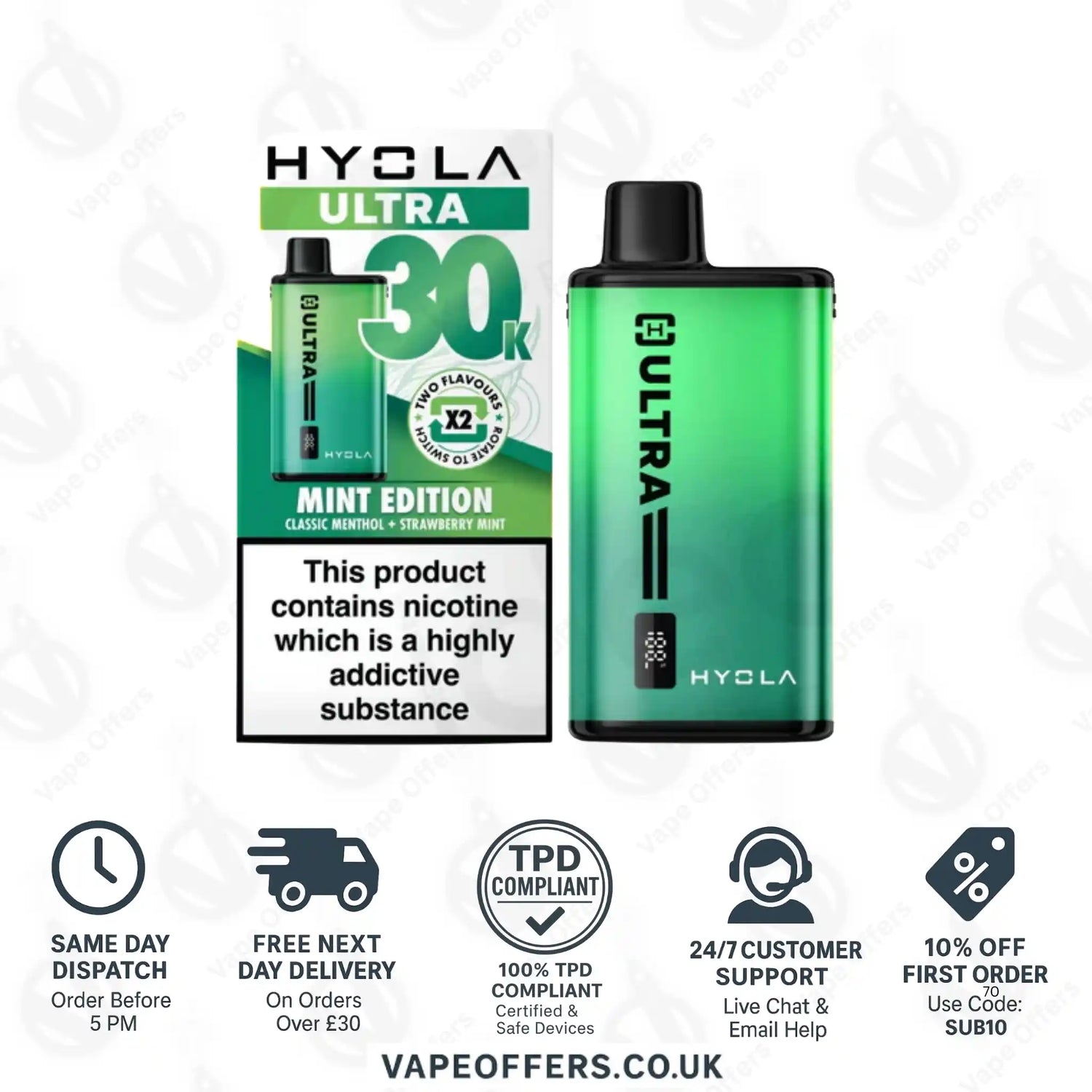 Hyola Ultra 30K Puffs Prefilled Pod Vape Kit Mint Edition