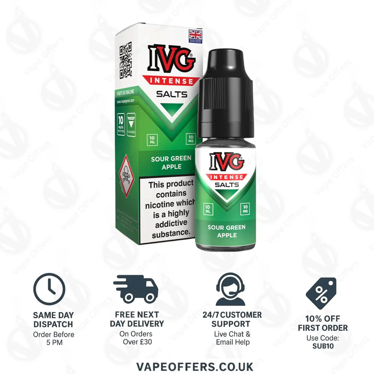 IVG Intense Salts Sour Green Apple Nic Salt