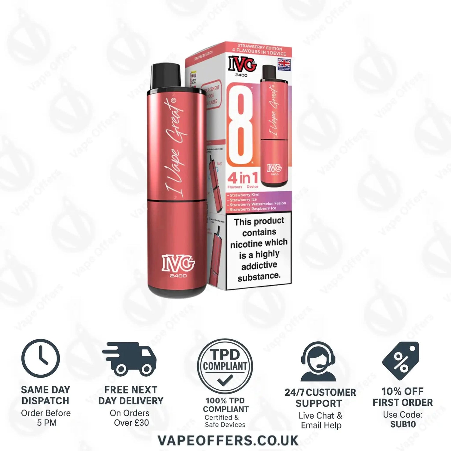 IVG 2400 4 in 1 Prefilled Pod Kit Strawberry Edition