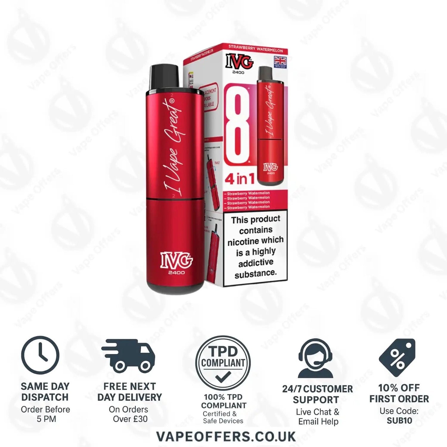 IVG 2400 4 in 1 Prefilled Pod Kit Strawberry Watermelon