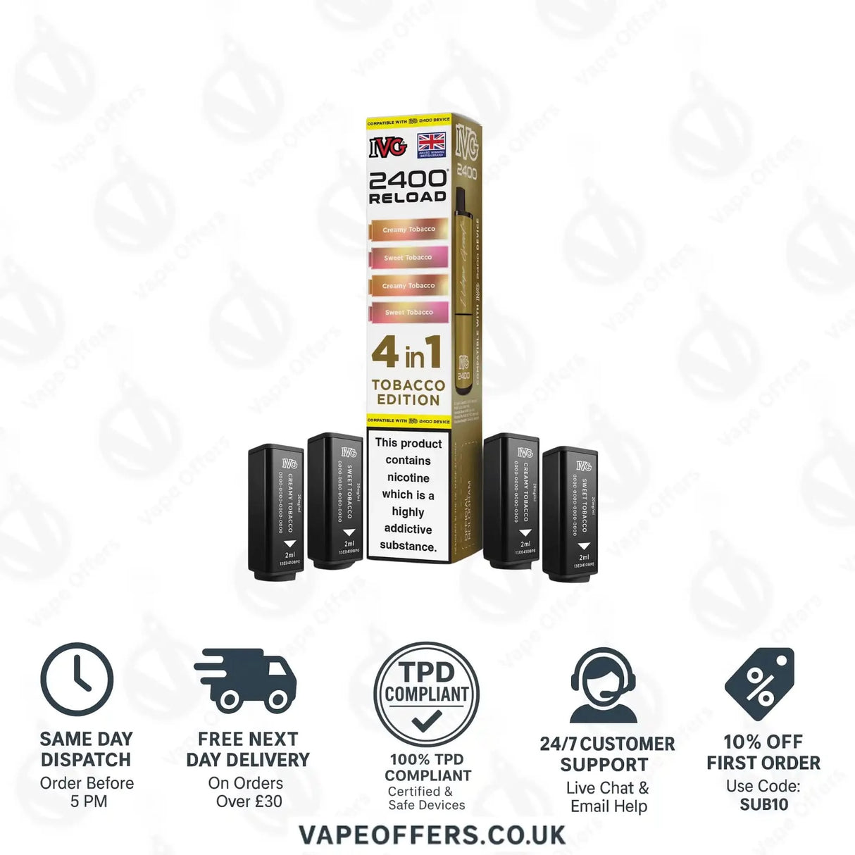 IVG 2400 4 in 1 Prefilled Pods Tobacco Edition