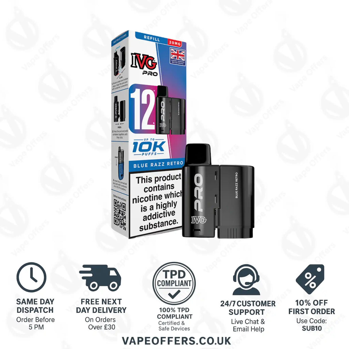 IVG Pro 12 Prefilled Pod Blue Razz Retro