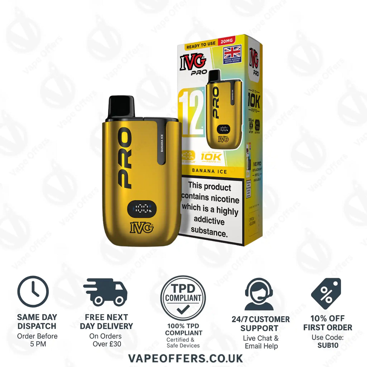 IVG Pro 12 Prefilled Pod Vape Kit Banana Ice