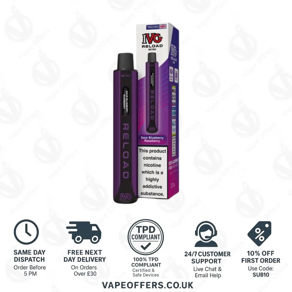 IVG Reload Mini Prefilled Pod Kit Sour Blueberry Raspberry