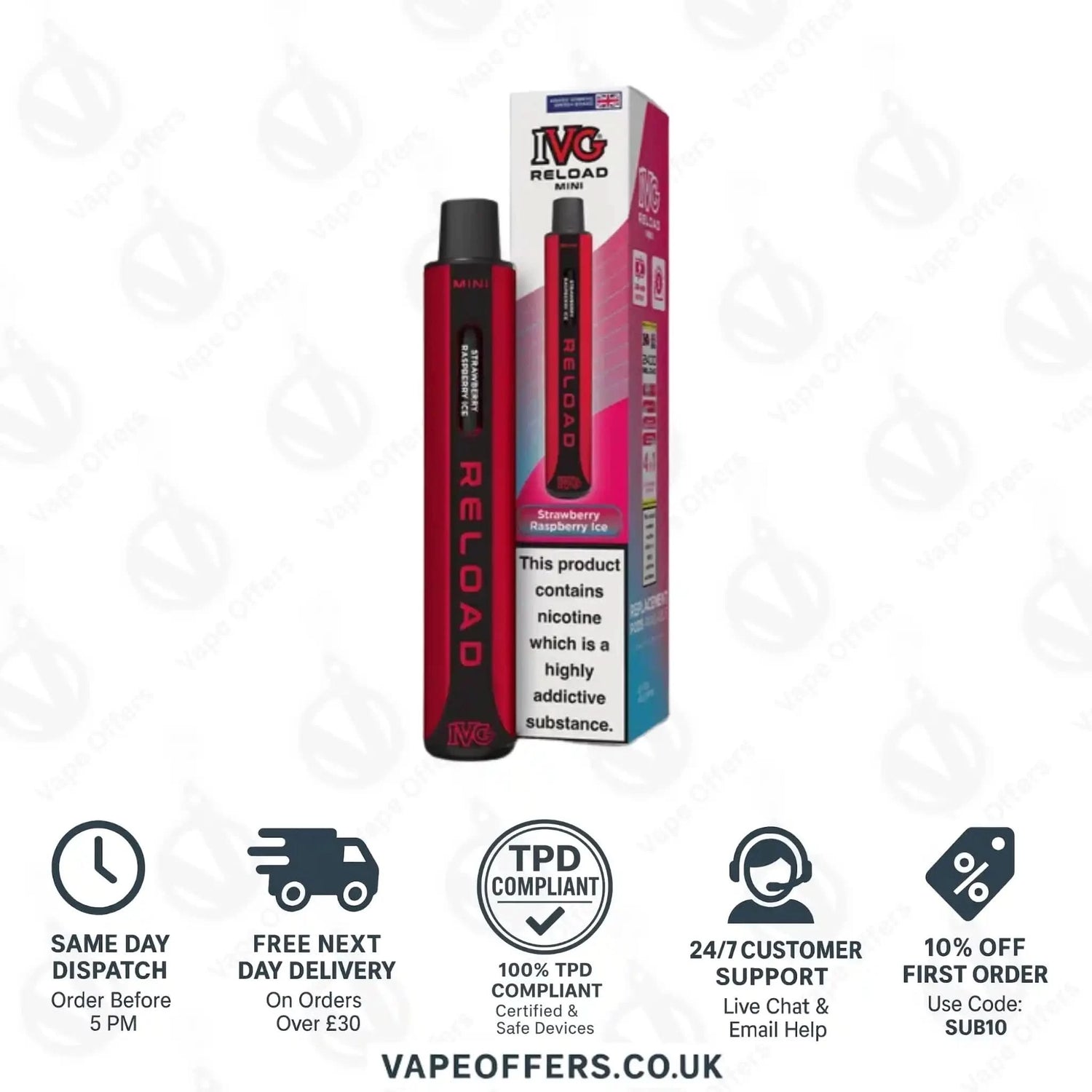 IVG Reload Mini Prefilled Pod Kit Strawberry Raspberry Ice