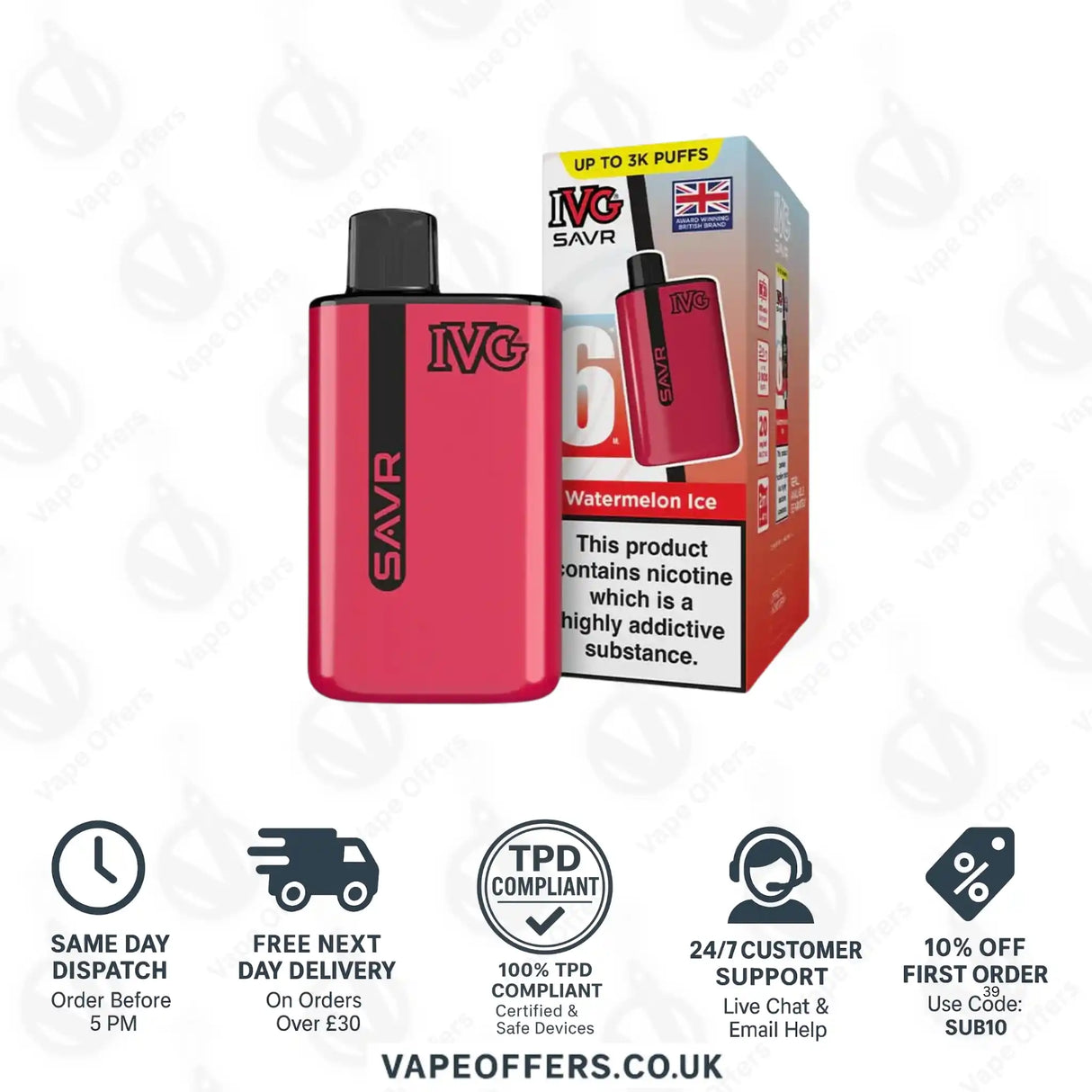 IVG SAVR 3K Prefilled Pod Kit Watermelon Ice