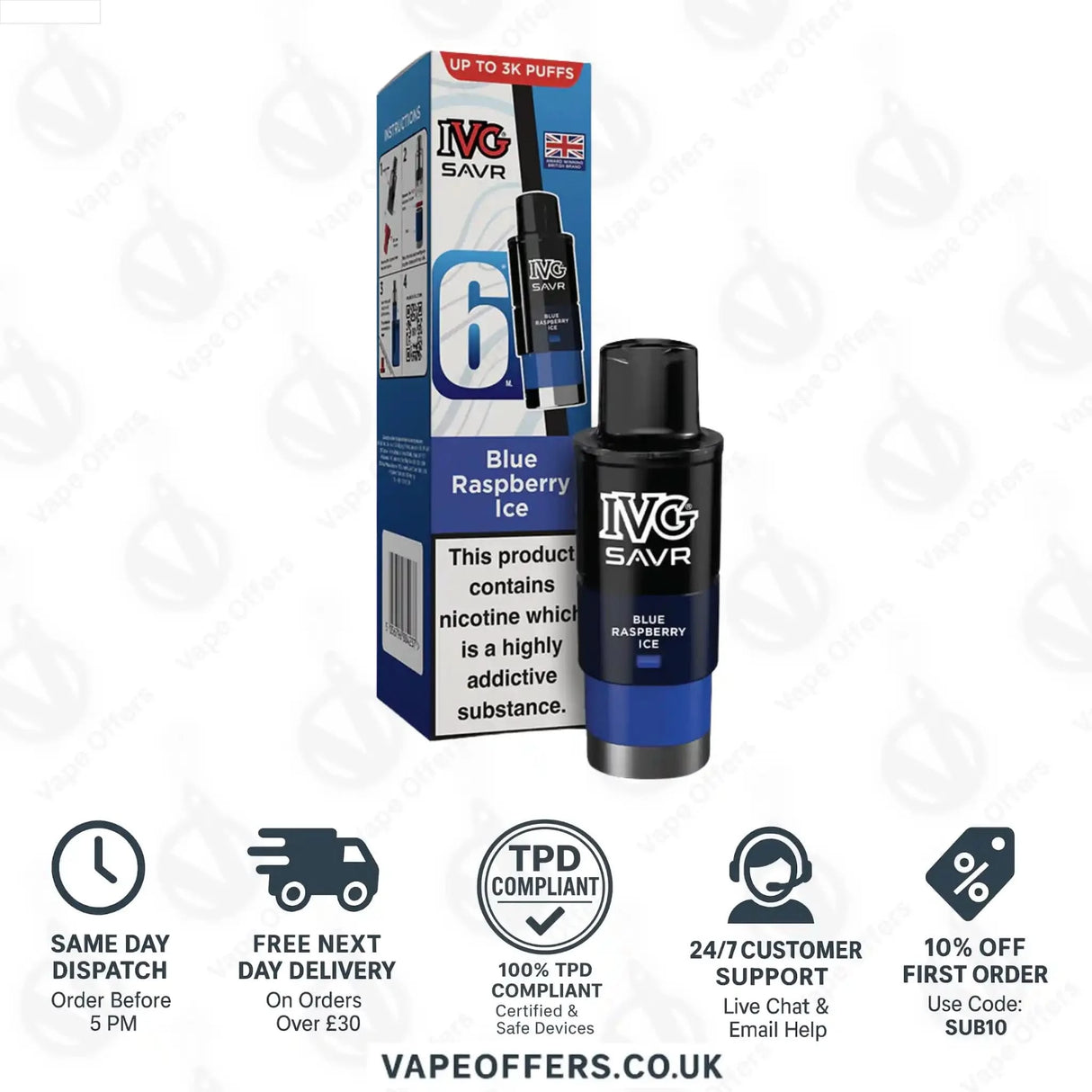 IVG Savr 3000 Prefilled Pods Blue Raspberry Ice