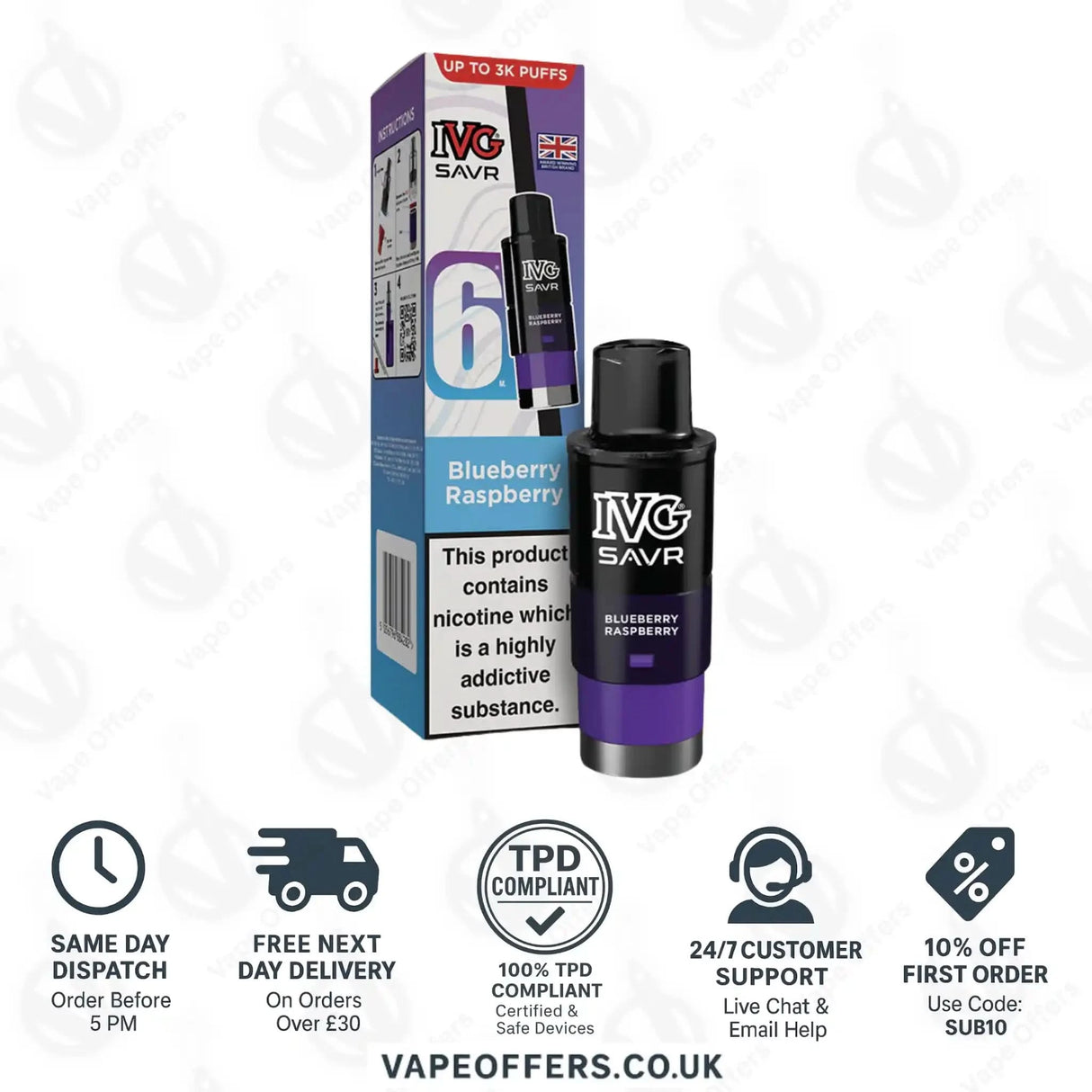 IVG Savr 3000 Prefilled Pods Blueberry Raspberry