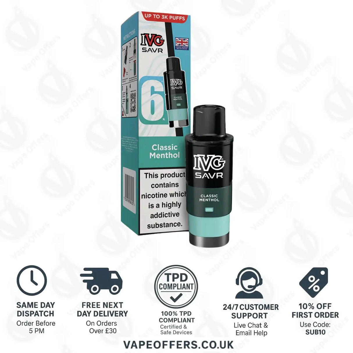 IVG Savr 3000 Prefilled Pods Classic Menthol