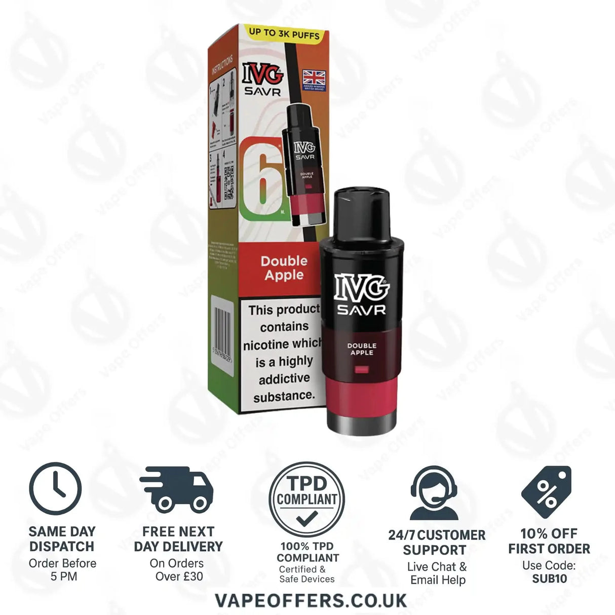 IVG Savr 3000 Prefilled Pods Double Apple