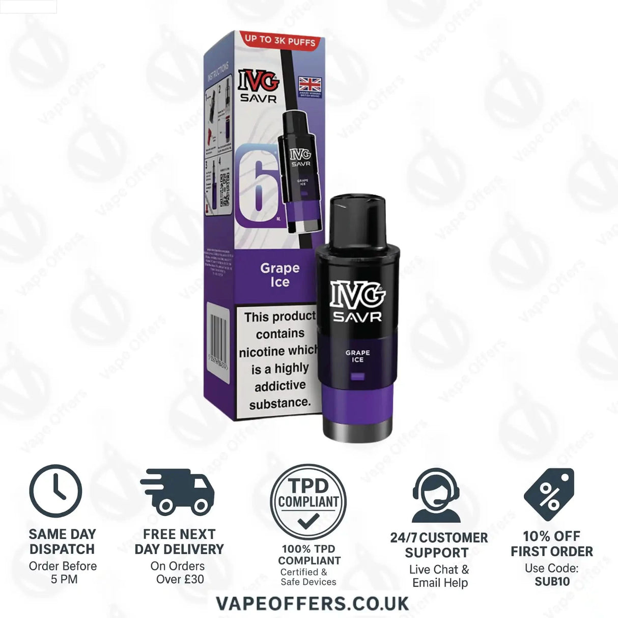 IVG Savr 3000 Prefilled Pods Grape Ice