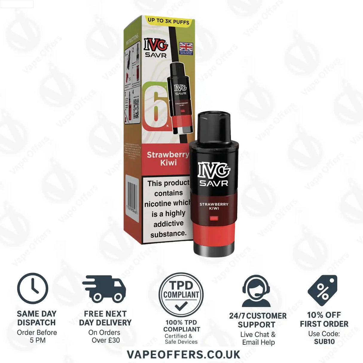 IVG Savr 3000 Prefilled Pods Strawberry Kiwi