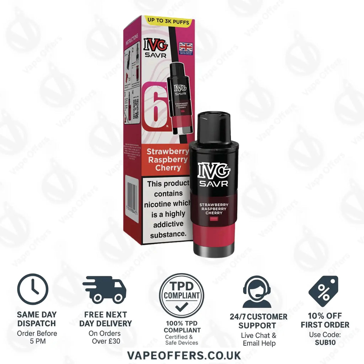 IVG Savr 3000 Prefilled PodStrawberry Raspberry Cherry