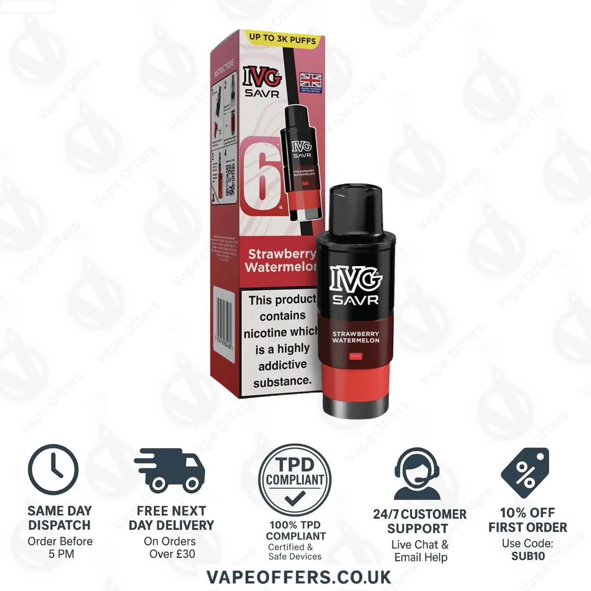 IVG Savr 3000 Prefilled Pods Strawberry Watermelon