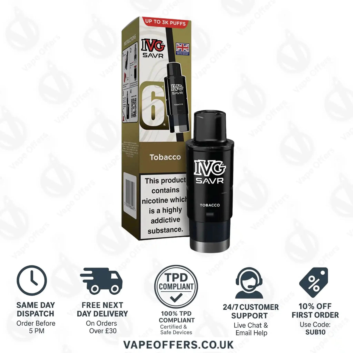 IVG Savr 3000 Prefilled Pods Tobacco