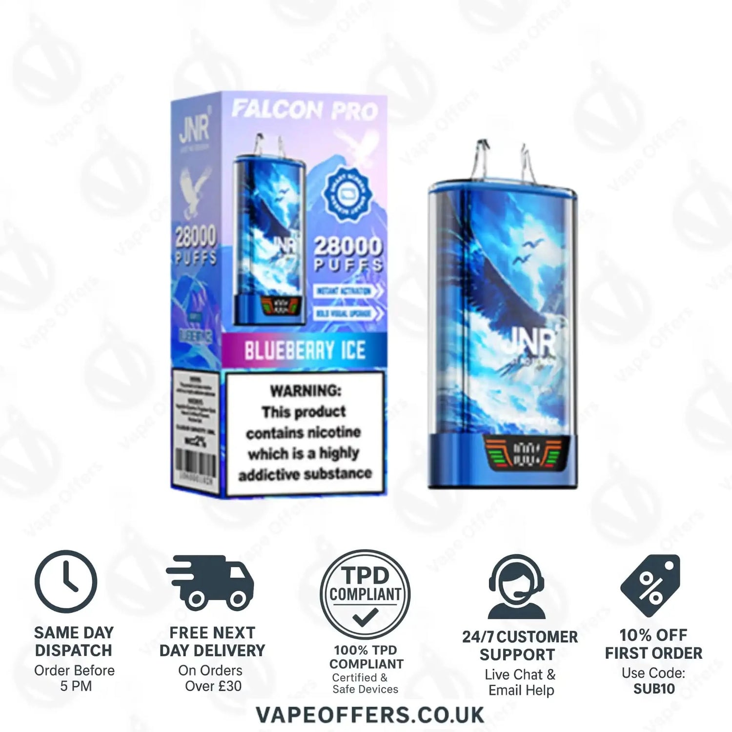 JNR Falcon Pro 28K Prefilled Vape Kit Blueberry Ice