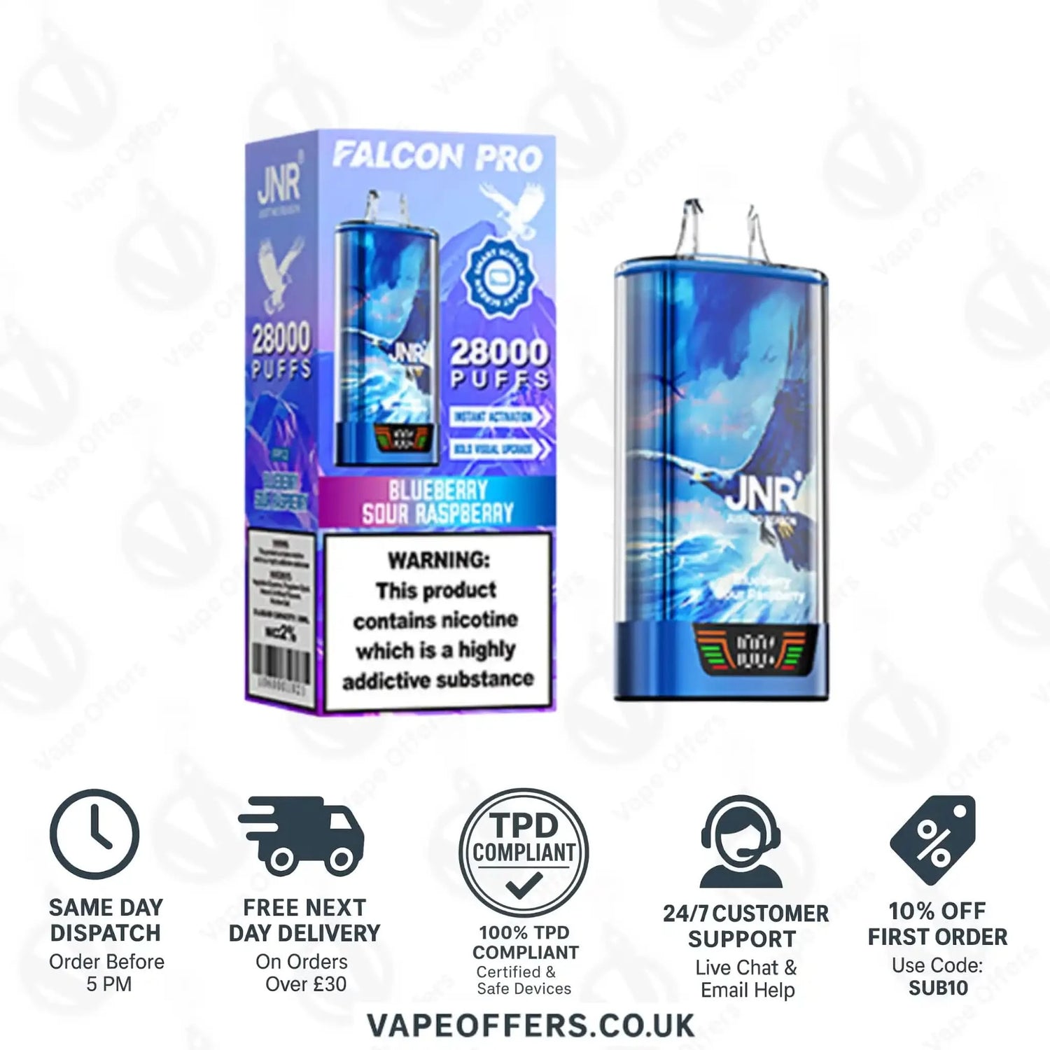 JNR Falcon Pro 28K Prefilled Vape Kit Blueberry Sour Raspberry