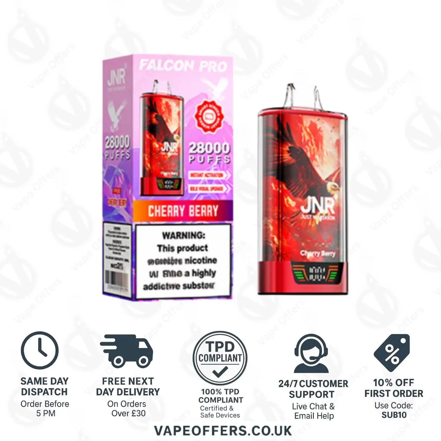 JNR Falcon Pro 28K Prefilled Vape Kit Cherry Berry