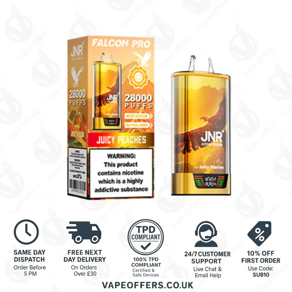 JNR Falcon Pro 28K Prefilled Vape Kit Juicy Peach