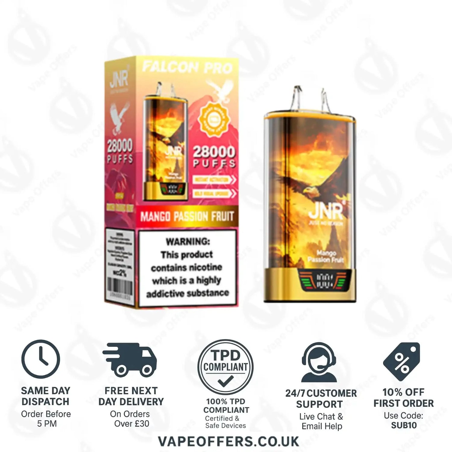 JNR Falcon Pro 28K Prefilled Vape Kit Mango Passion Fruit