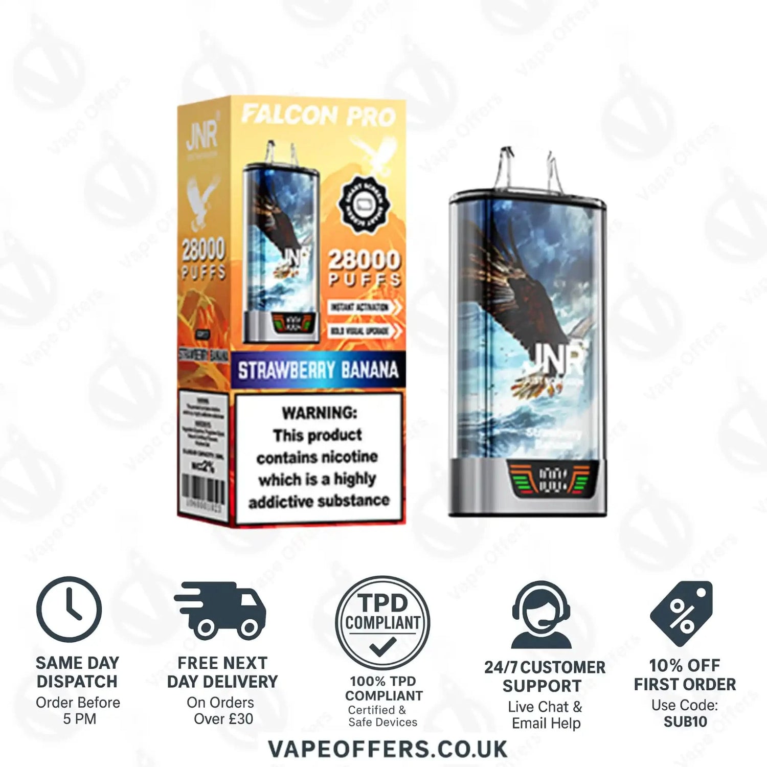 JNR Falcon Pro 28K Prefilled Vape Kit Strawberry Banana